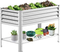 Raised Garden Bed with Legs, Galvanized Raised Planter Box with Storage Shelf by COATTOA
