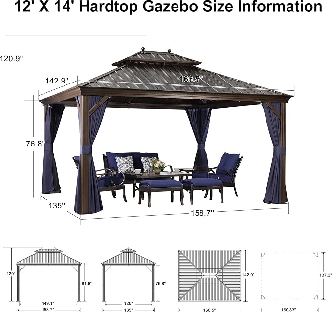 PURPLE LEAF 12' X 14' Hardtop Gazebo Canopy - Image 9