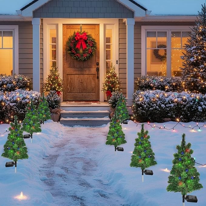 Solar Christmas Tree Garden Stake Lights Outdoor Waterproof Pathway Lights Xmas - Image 9