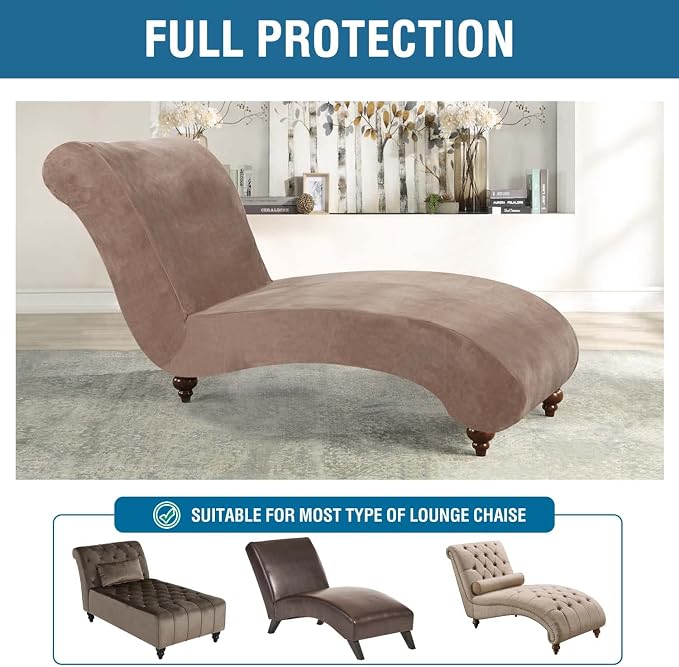 H.VERSAILTEX Chaise Lounge Cover Indoor Velvet Chaise Slipcover High Stretch - Image 5