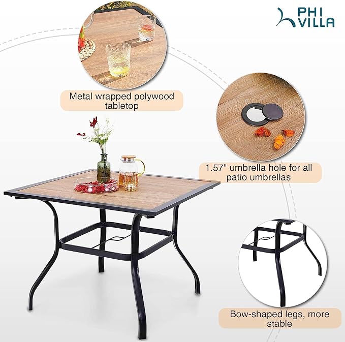 PHI VILLA 5 Pieces Outdoor Dining Set - Image 3