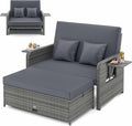 LDAILY Moccha Outdoor Daybed, Wicker Loveseat Sofa Set by LDAILY