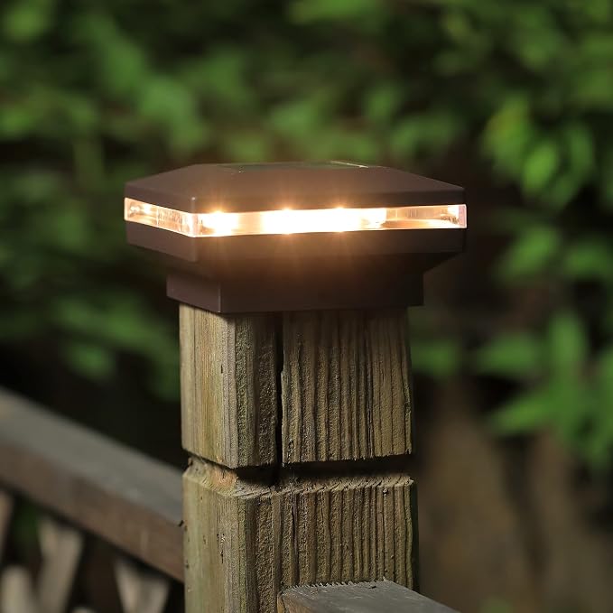 Dynaming 6 Pack Solar Post Cap Lights, Outdoor Decorative Solar Lights Black - Image 5