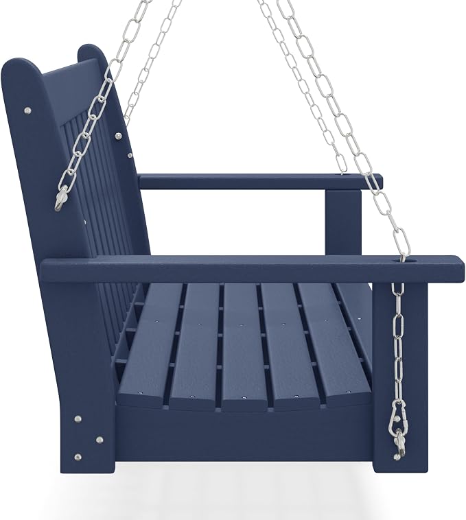 COSTAELM Paradise Outdoor Patio HDPE Hanging Front Porch Swing Bench - Image 3