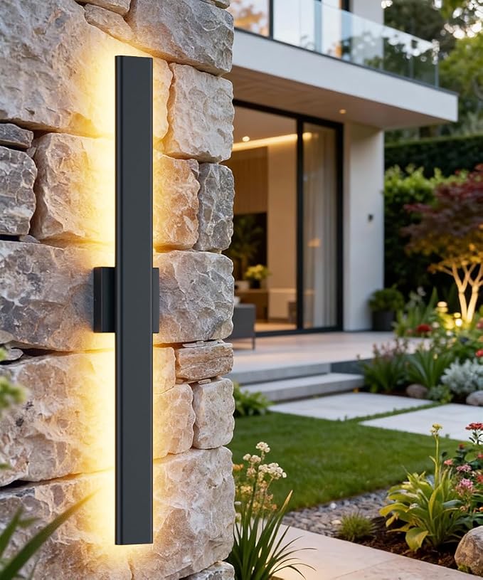 Aipsun Black Outdoor Wall Sconce 3000K 4000K 6000K, 31.5in Modern Exterior - Image 2
