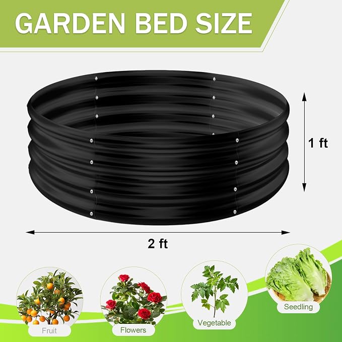 AHEONLAR 3 Pack 2x2x1 ft Round Galvanized Raised Garden Bed Kit Round Metal - Image 2