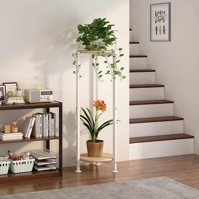 Plant Stand Indoor Corner Tall 2 Tier Metal Modern Flower Storage Plant Shelf - Image 3