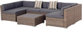 Outsunny 7 Piece Patio Furniture Set, Wicker Outdoor Sectional Sofa Set by Outsunny