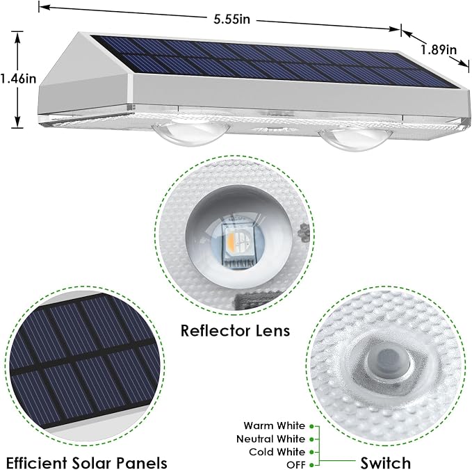 2 Pack Solar Fence Lights Outdoor, 2PK Solar Outdoor Light Warm White & RGB - Image 5