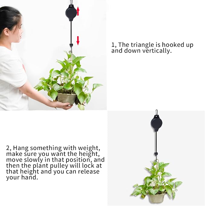 6pcs Plant Pulley Retractable Hanger Easy Reach Plant Pulley Adjustable Height - Image 4