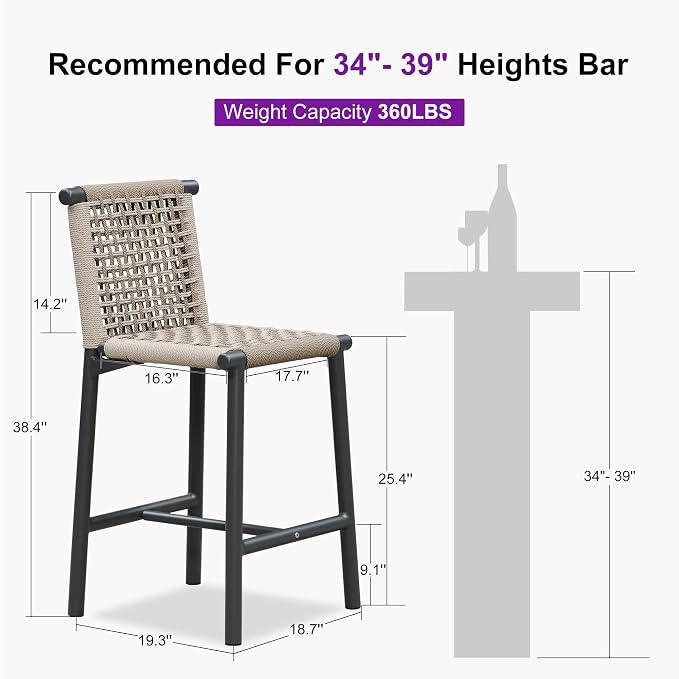 PURPLE LEAF Counter Height Stools Set of 2 - Image 2
