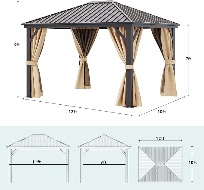YITAHOME 10x12ft Hardtop Gazebo - Image 5