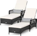 Tangkula Wicker Chaise Lounge Outdoor Set of 2, Patio Rattan Reclining Chaise by TANGKULA