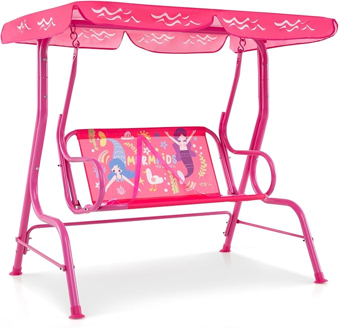 Costzon Kids Porch Swing, All-Weather Patio Swing Bench Hammock w/Adjustable - Image 9