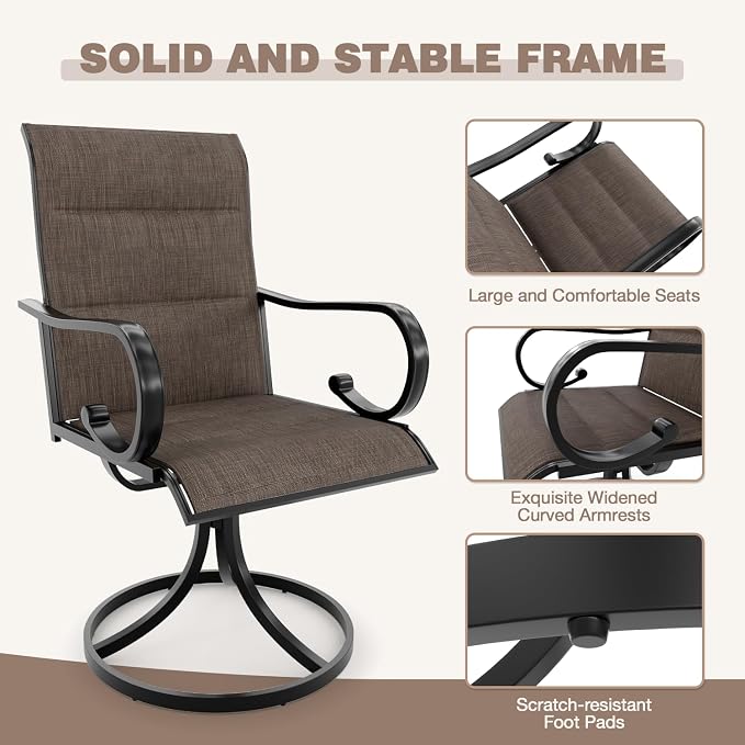 MELLCOM 5-Piece Outdoor Dining Set, 4 Swivel Rocker Chairs - Image 7
