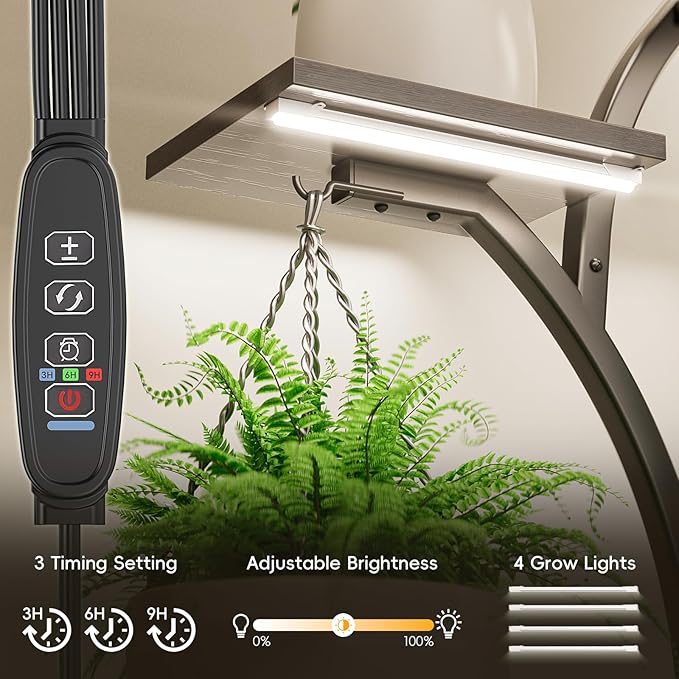 Plant Stand Indoor with 4 Grow Lights - Image 4