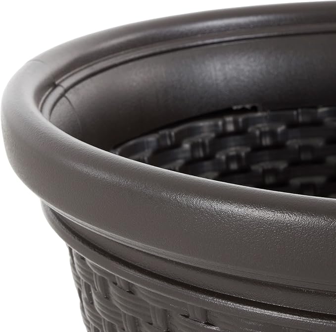 Suncast 4 Pack Wicker Hose Pot, Decorative Resin Garden Hose Storage, 100ft - Image 6