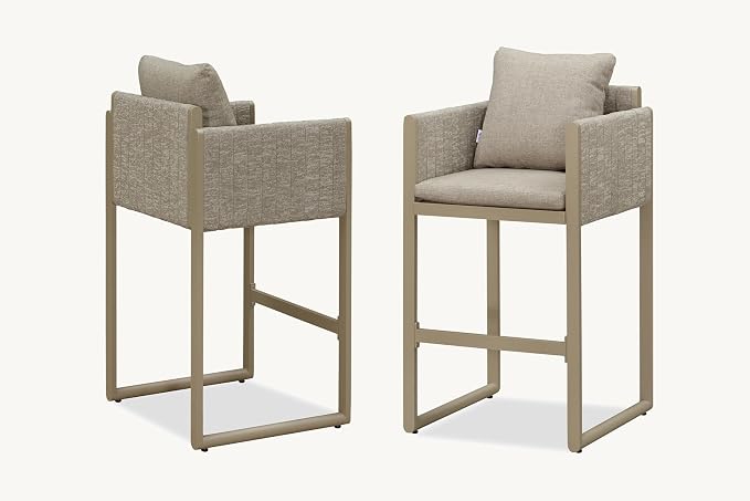PURPLE LEAF Outdoor Bar Height Stools Set of 4 Aluminum Bar Chairs Modern by PURPLELEAF
