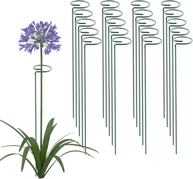 20 Pack 16 Inch Plant Support Stakes, Metal Single stemmed Flower Support by ThealynGardens