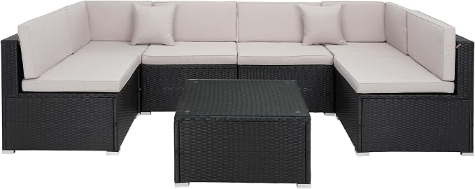 SAFAVIEH Outdoor Collection Diona Black/Grey Cushion Sectional Set by SAFAVIEH