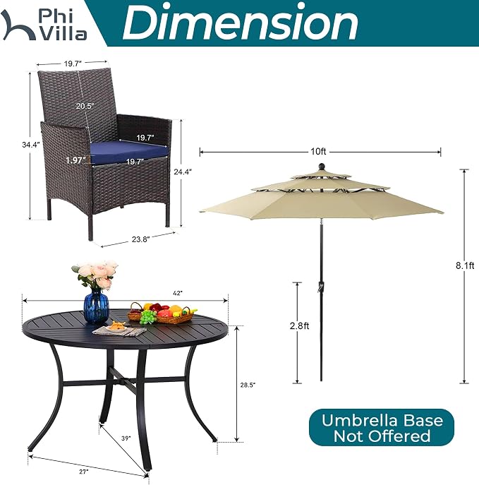 PHI VILLA 5 Piece Outdoor Dining Set - Image 9