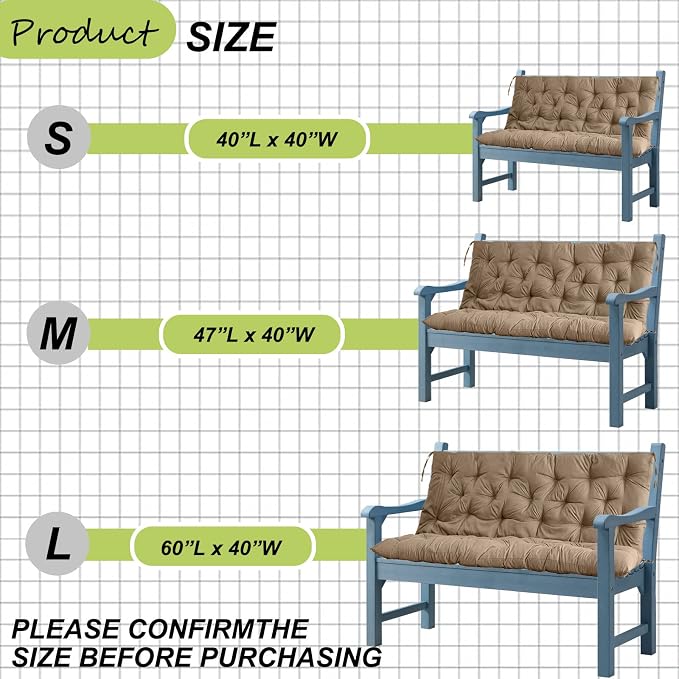 Waterproof Porch Swing Cushion Replacement, Thick 4" 2–3 Seat Outdoor Swing - Image 7