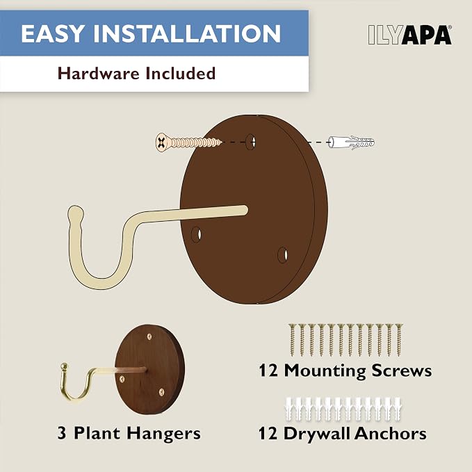Ilyapa 3 Pack Metal Wall Plant Hangers - Image 4