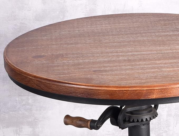Topower Industrial Pub Table 23.65" Round Wood Top Adjustable Height 33.5"-39.4" - Image 5