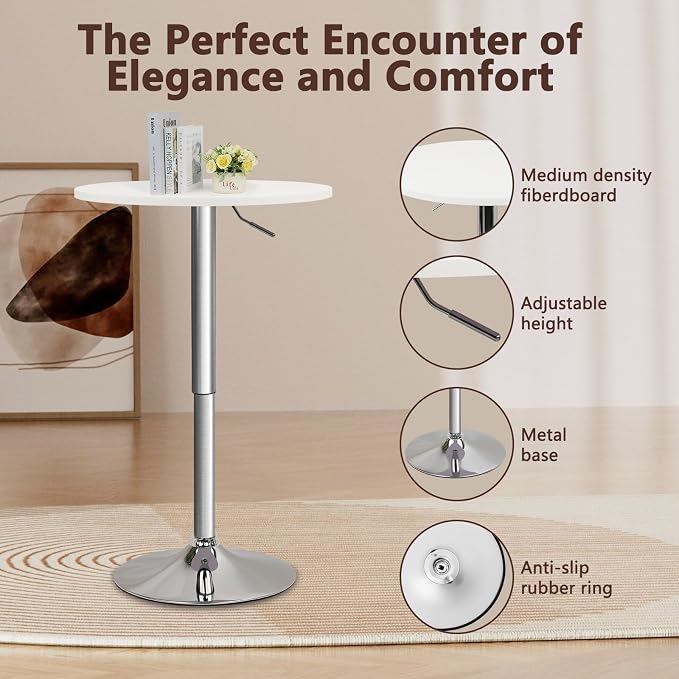 CLATINA Round Bar Pub Tables Set of 10, 26-36" Height Adjustable Bistro Table - Image 5