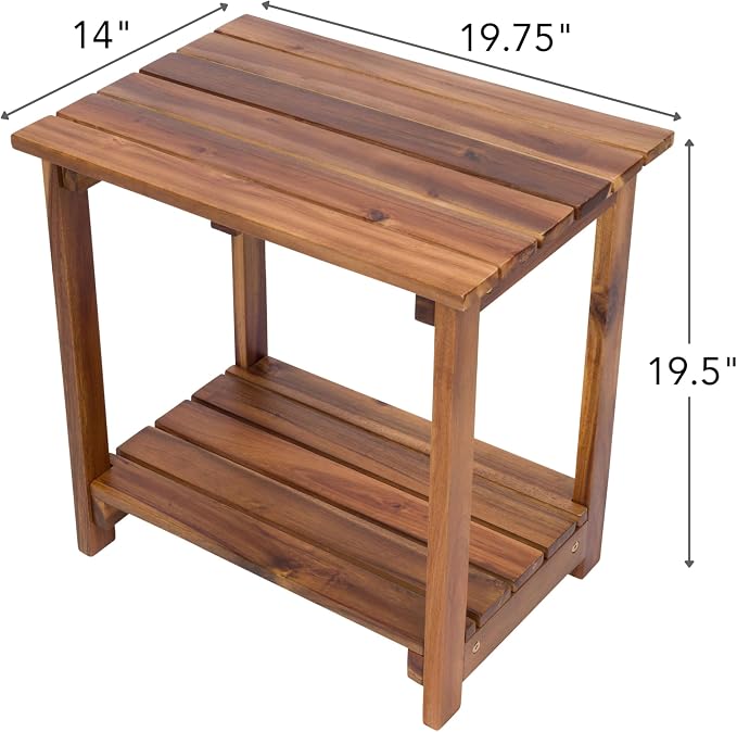 Shine Company Indoor/Outdoor Providence Rectangular Acacia Wooden Side Table - Image 3