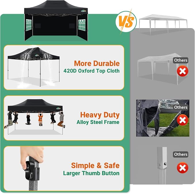 COBIZI 10x15 Pop up Canopy Tent Heavy Duty - Image 6