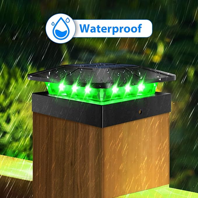 Peasur 4x4 Solar Post Cap Lights RGB Color Changing, 8 Packs LED Deck Fence - Image 4