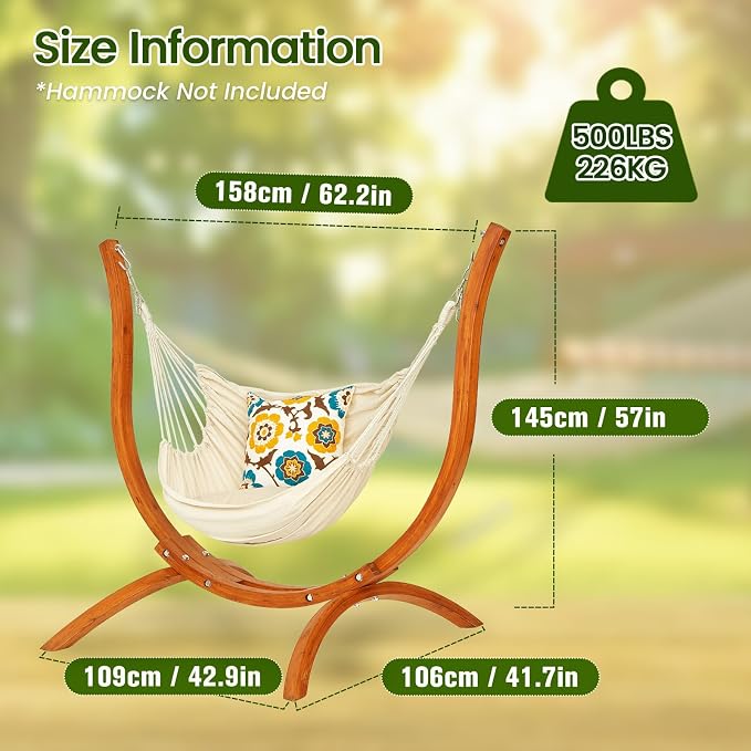 Premium Wooden Hammock Stand only, Sun Protection & Rain Resistant, Heavy Duty - Image 6