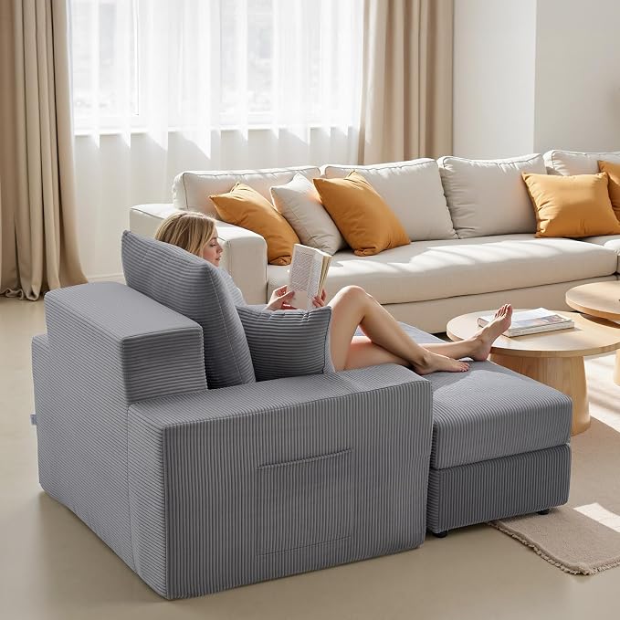 VEVOR Chaise Lounge Chair, 44 in Boneless Modular Chaise Lounge Indoor - Image 2