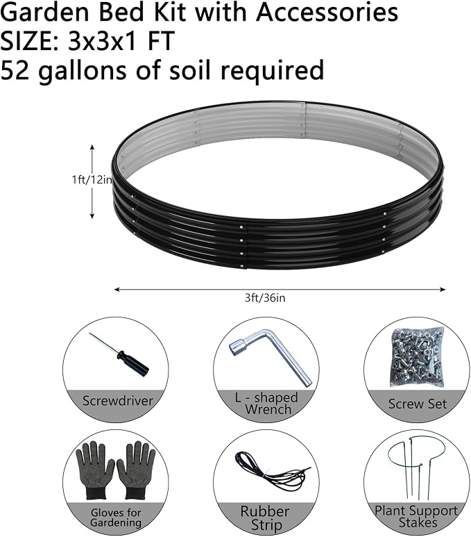 Galvanized Metal Planter Round Raised Garden Bed Kit - Image 2