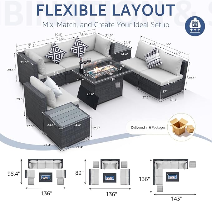 NICESOUL 9 Piece Patio Set - Image 4