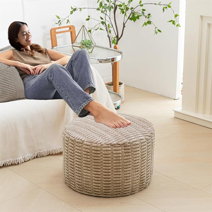 Asuprui Pouf Ottoman Stuffed Round Modern Foam Filled Ottoman Foot Rest Poufs - Image 5