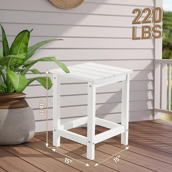 Outvita Adirondack Side Table, 14 Inch Square Outdoor End Table, HDPE Weather - Image 3