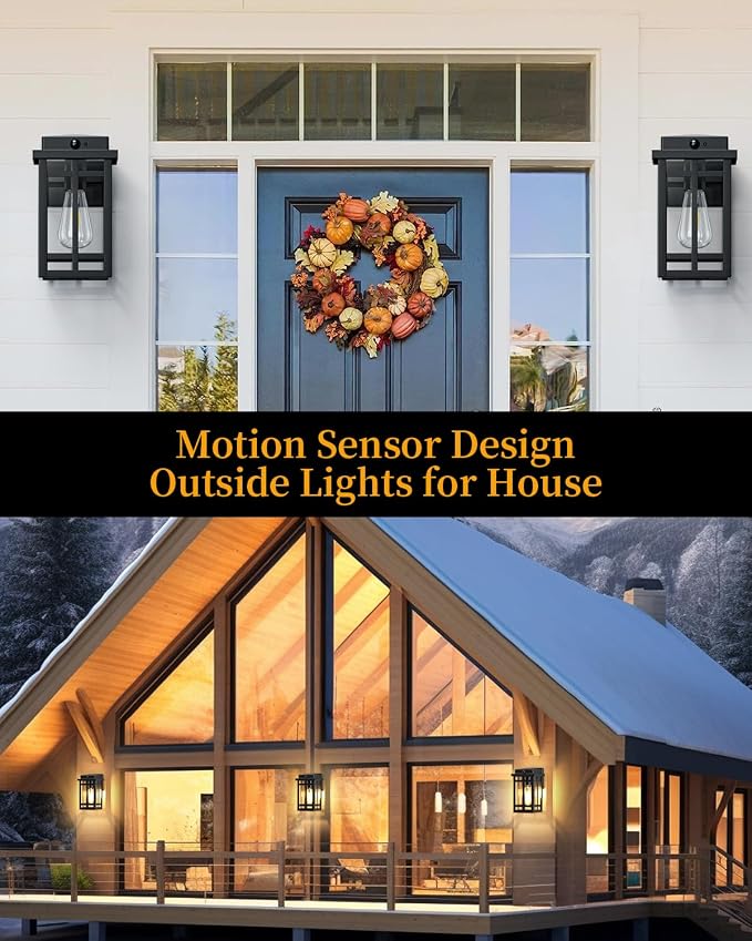 Motion Sensor Outdoor Wall Light Fixtures 2 Packs, 9.76''Waterproof Dusk to - Image 2