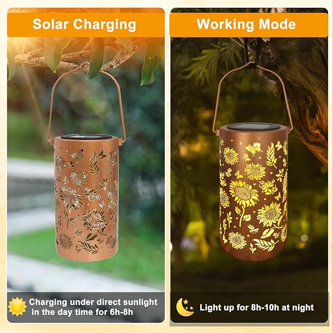 Sunflower Solar Lanterns Outdoor Waterproof Hanging Lights, Sunflower Gifts - Image 3