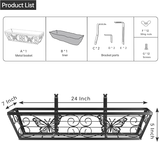 6 Pack 24 Inch Window Boxes Planters Railing Planter Box - Image 4