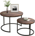 HOJINLINERO Round Coffee Table, Nesting Coffee Table Set of 2, Center Tables by HOJINLINERO