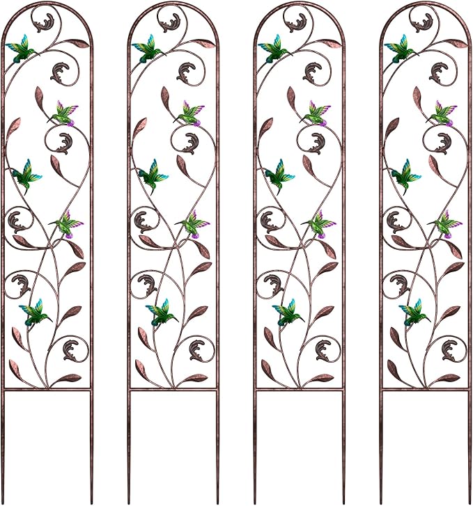 aboxoo Set of 4 Packs Hummingbird Metal Garden Trellis by aboxoo