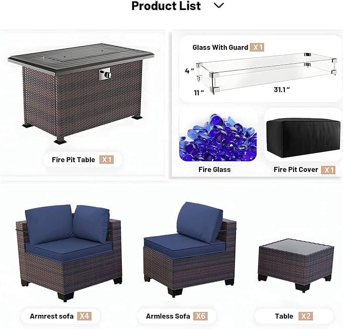 Kullavik 13 Pieces Outdoor Patio Furniture Set - Image 6