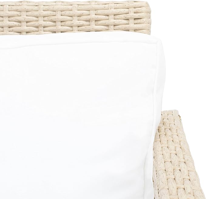 Safavieh Outdoor Collection Garnen Beige Wicker Cushion 4-Piece Living Set - Image 6