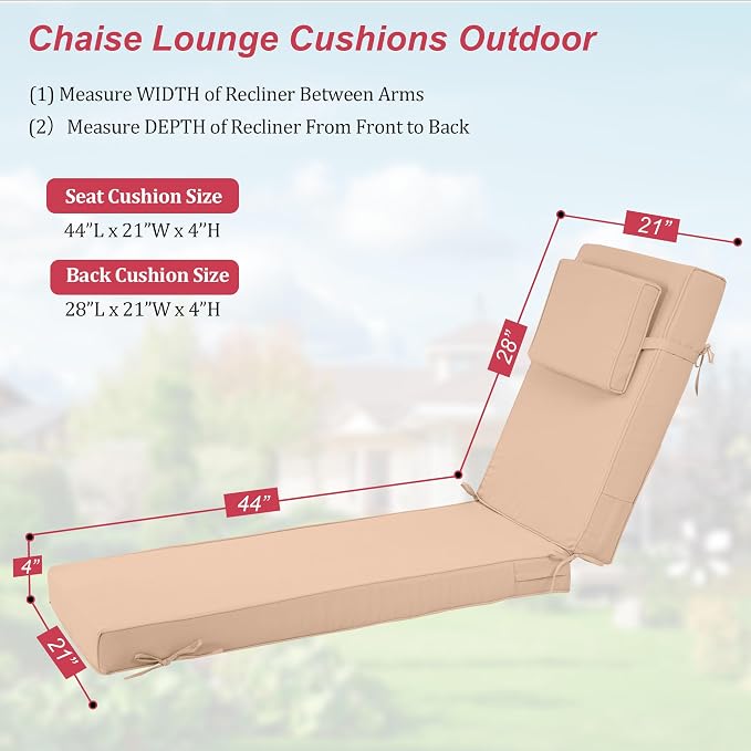 Chaise Lounge Cushions Outdoor 72x21x4 Inch, Patio Lounger Chair Cushion - Image 2