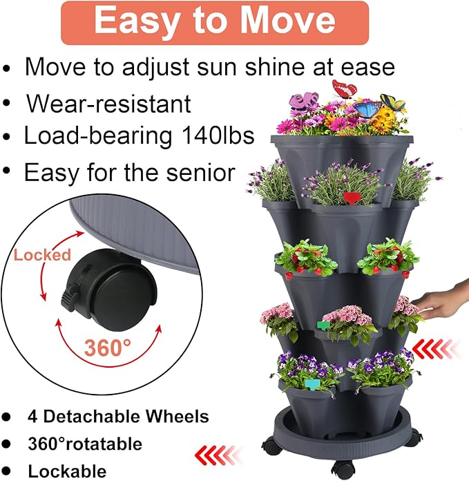 DUNCHATY Stackable Planter, Vertical Strawberry Planter - Image 2
