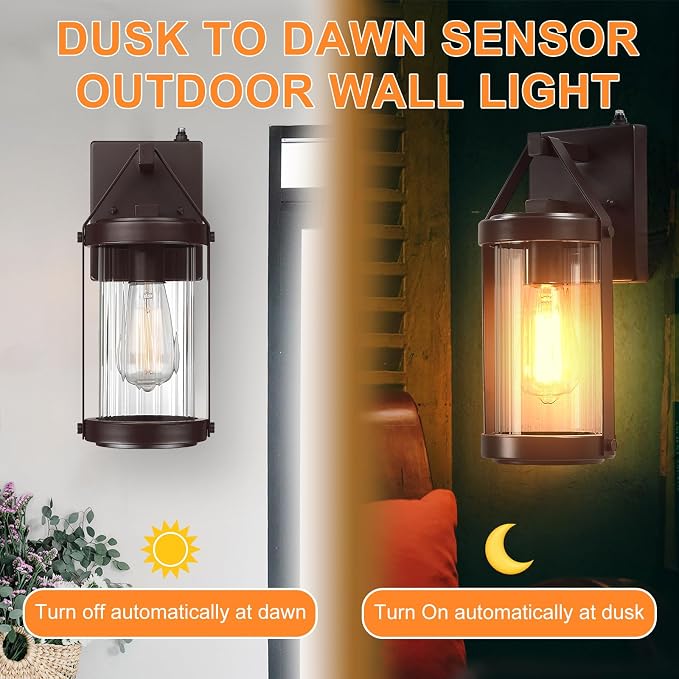 LONEDRUID Dusk to Dawn Sensor Outdoor Wall Sconce Lighting Waterproof Exterior - Image 4