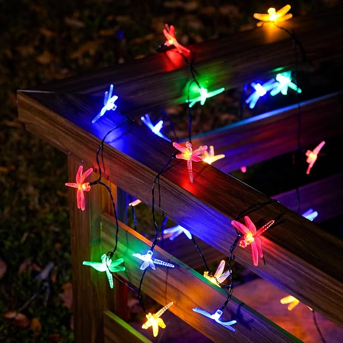JMEXSUSS Dragonfly Solar String Lights Outdoor, 25.6FT 30 LED Waterproof Solar - Image 4