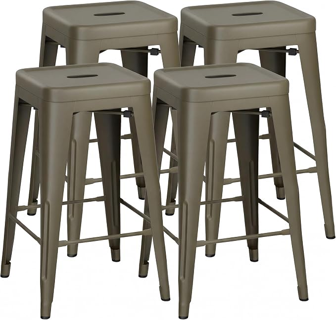 Shahoo 24 Inches Metal Bar Stools Counter Height Stackable Backless Stools by BuynowfromShahoo